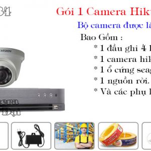 Bộ 1 camera hikvision 2mp phổ biến