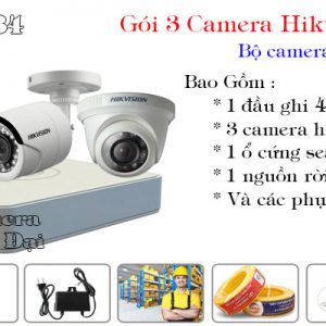 Bộ 3 camera hikvision 2mp giá rẻ