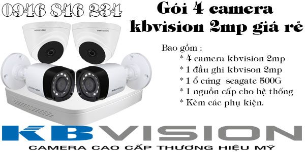 Bộ 4 camera kbvision 2M giá rẻ